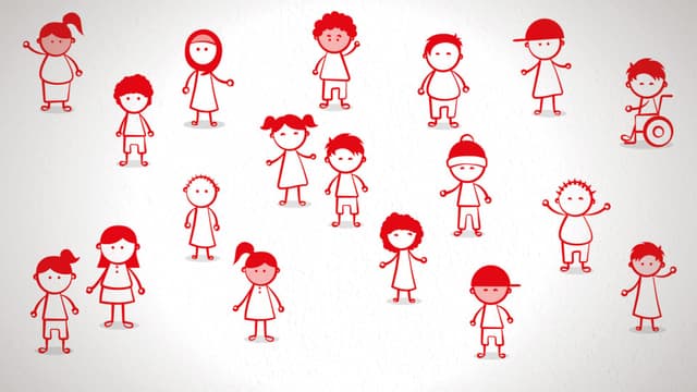 Många olika tecknade barn.