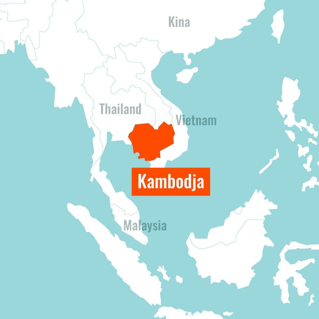En karta över Kambodia.